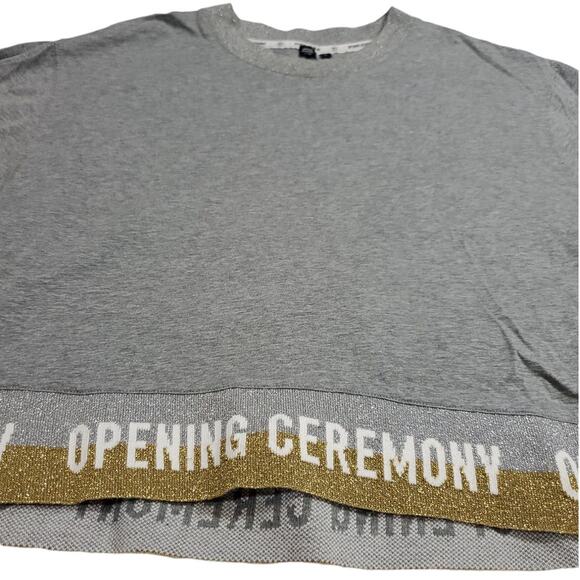 Opening Ceremony Tops - Opening Ceremony | Grey Cropped Shirt w/Gold and Silver Metallic Band | Sz Large